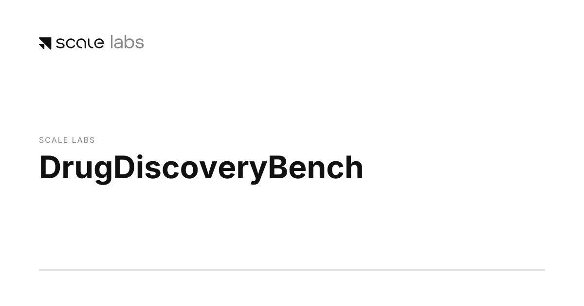 DrugDiscoveryBench DrugDiscoveryBench: 82 expert-curated tasks evaluating how reliably frontier coding agents perform the computational work of early-stage drug discovery. View Full Ranking →